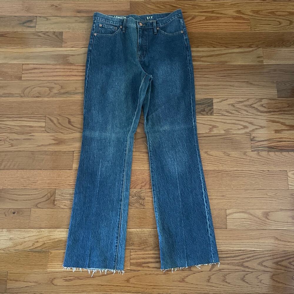J. Crew Full Length Demi Boot Jeans BF571 Dark Blue Women 31T High Rise Casual